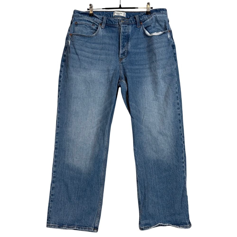 Abercrombie Fitch Curve Love The 90s Baggy Low Rise Jeans Blue 32/14S Button Fly